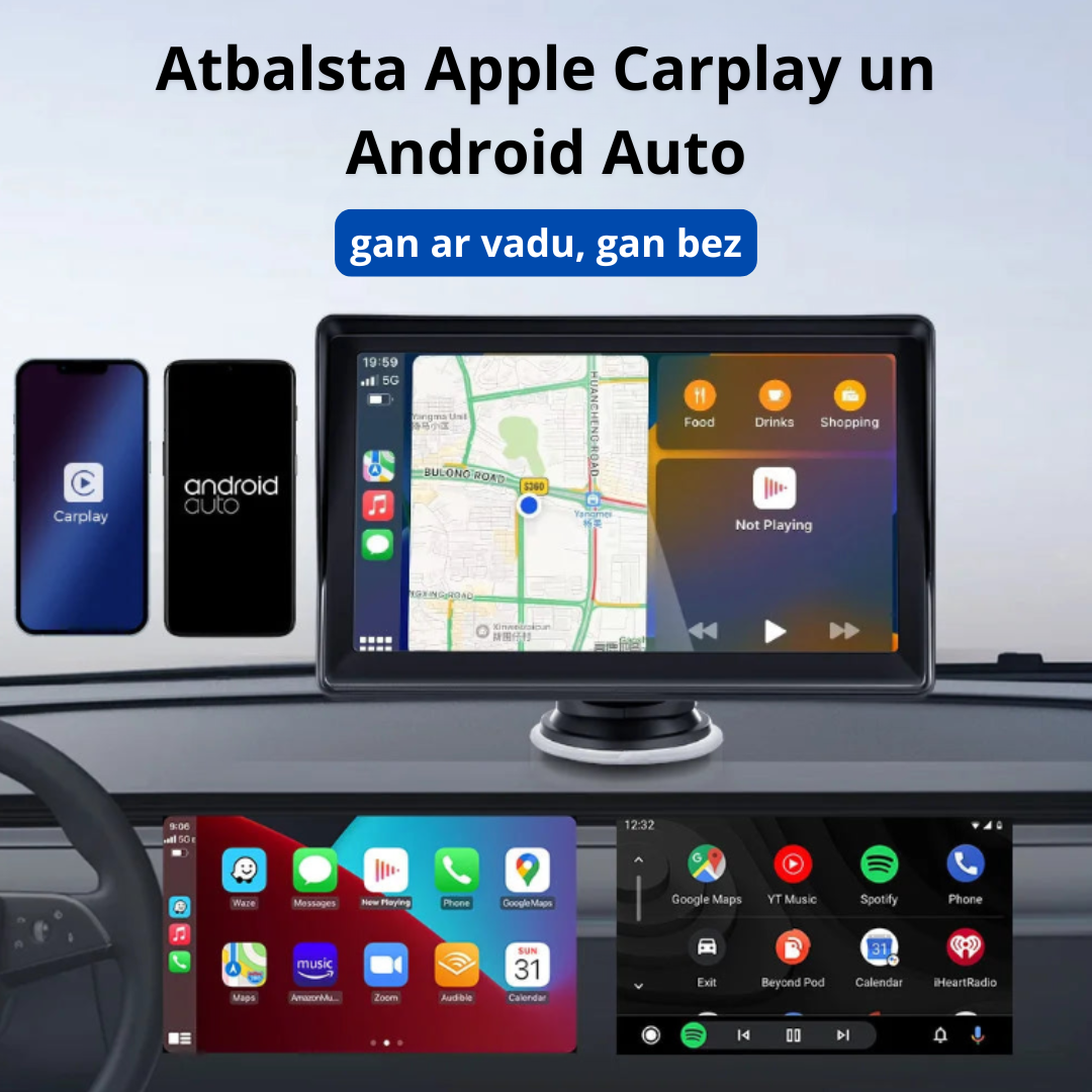 Universāls 7'' Bezvadu Carplay/Android Auto